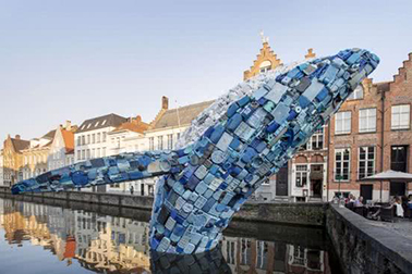Biggest plastic whale sculpture