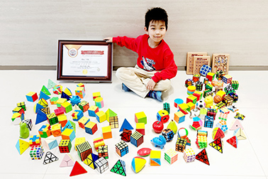 Fastest time to solve 70 types of Rubik's cubes by a 6-year-old